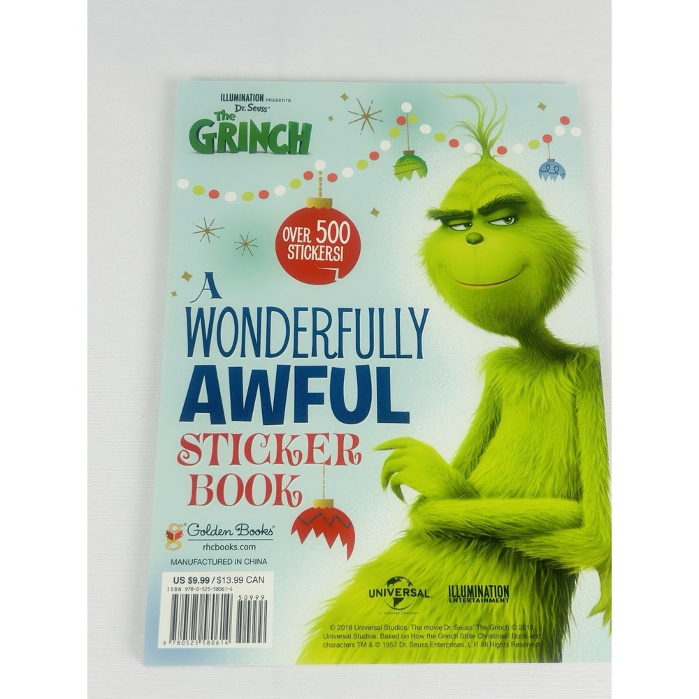 Dr. Seuss The Grinch A Wonderfully Awful Sticker Book 500 Stickers Christmas NEW - Picture 2 of 12